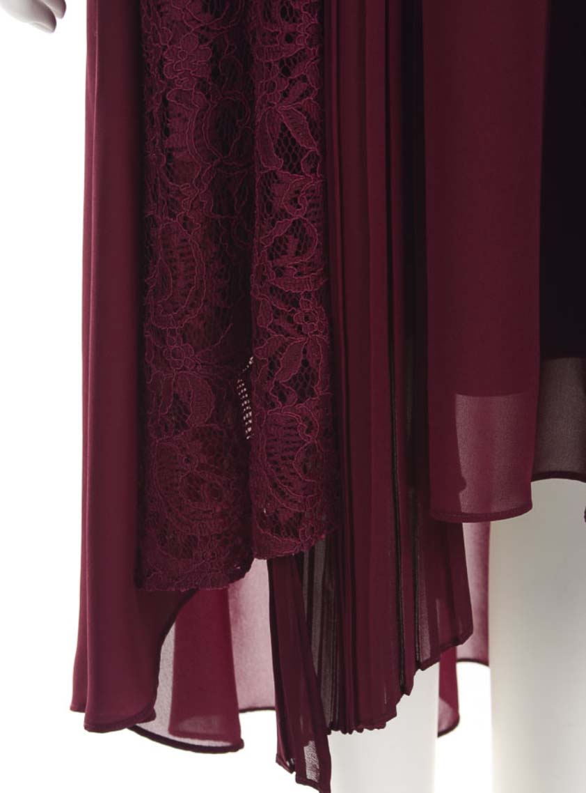 ノースリーブレースプリーツ切替フィッシュテールワンピース｜結婚式