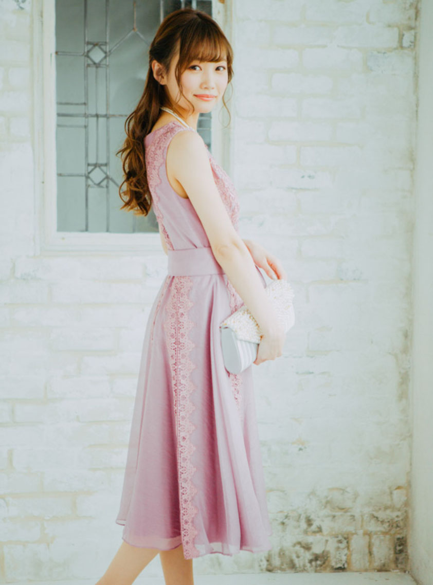 花柄刺繍 ノースリーブワンピース ピンク タダシショージ サイズ6号 ピンク - タダシ・ショージ通販【TADASHI DRESS】