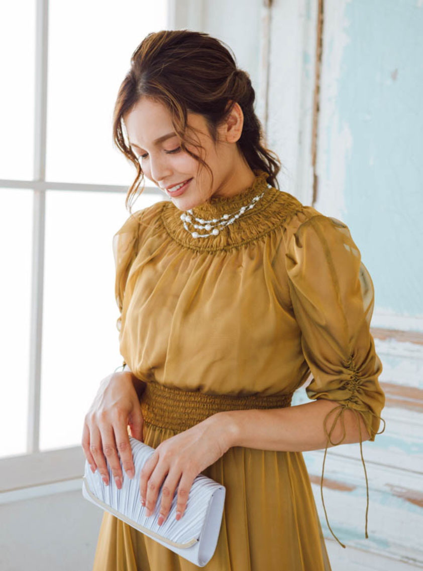 【foufou】ハイネックドレスシャツ シャンパンゴールド ≪通常販売≫high neck dress shirts （ハイネックドレスシャツ