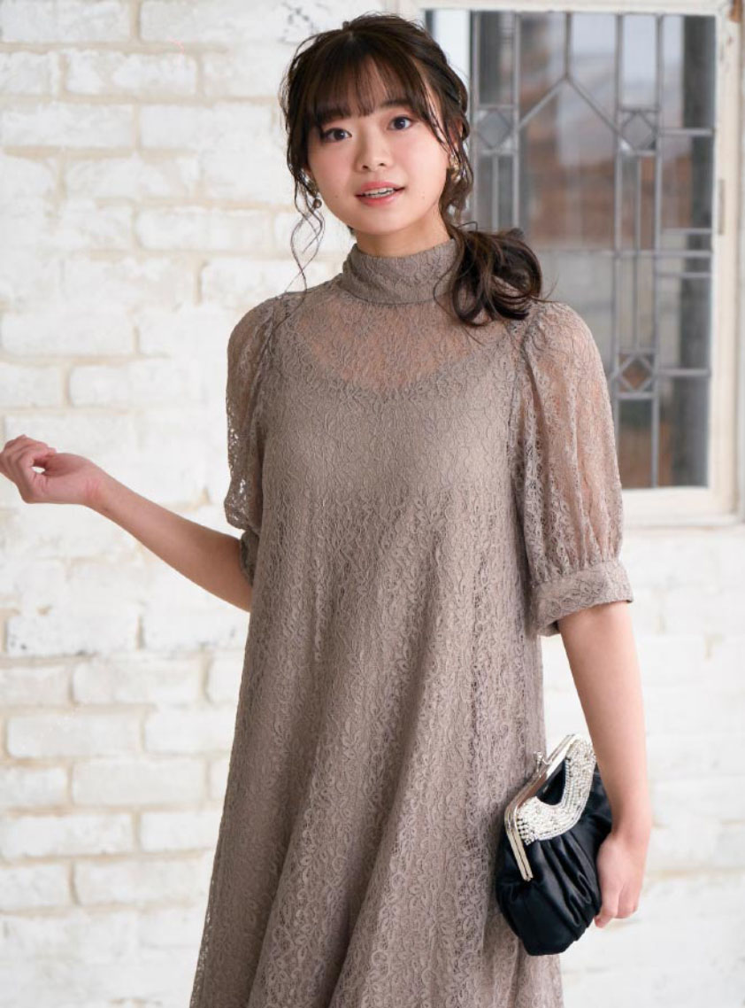 CHICWISH★バックリボン総レースワンピース 2色入り☆ niana（ニアナ）の「2wayバックリボン総レース結婚式ワンピース