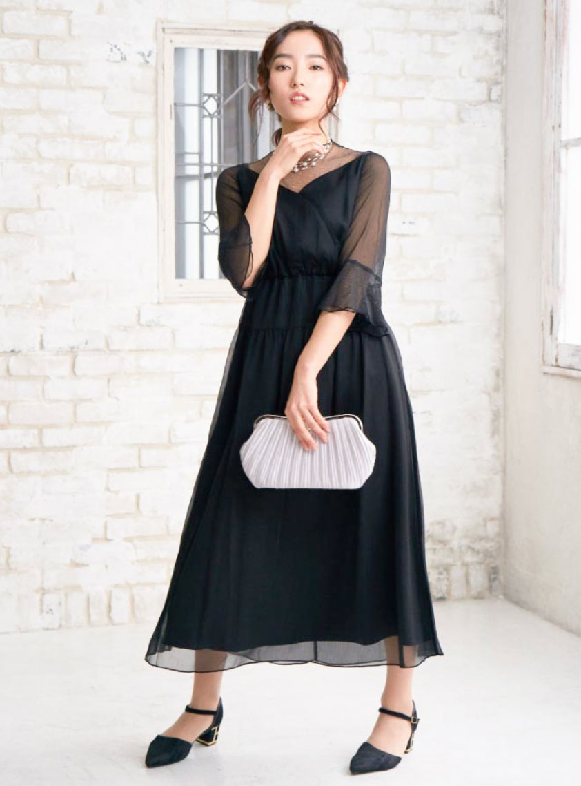 美品】レオナール マキシ丈ワンピース カシュクール 花柄 トリム
