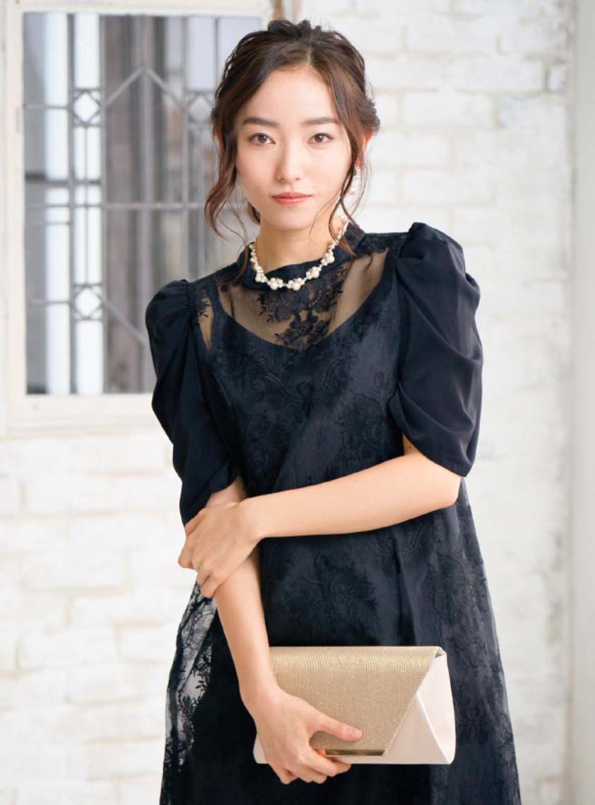 袖ありヴィンテージレースワンピース｜結婚式パーティのレンタルドレス