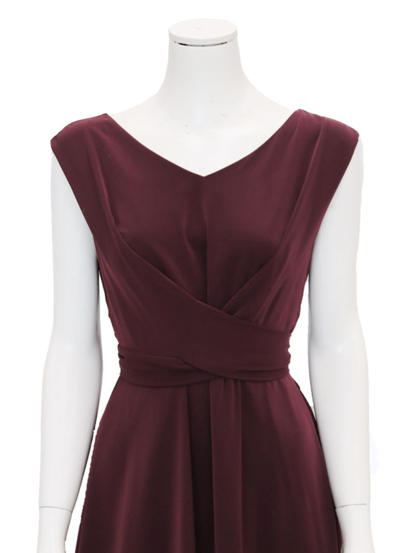 ウエストリボンノースリーブワンピース｜結婚式パーティのレンタル