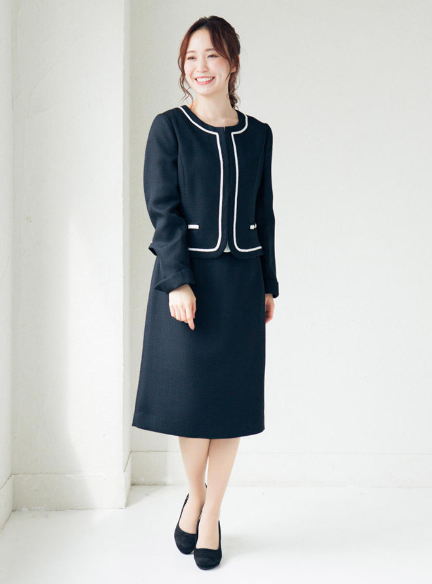 コンビワンピース付きノーカラージャケットアンサンブル｜結婚式