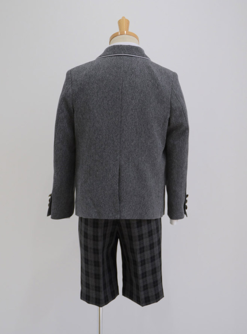 パイピングジャケット格子パンツスーツセット｜結婚式パーティの