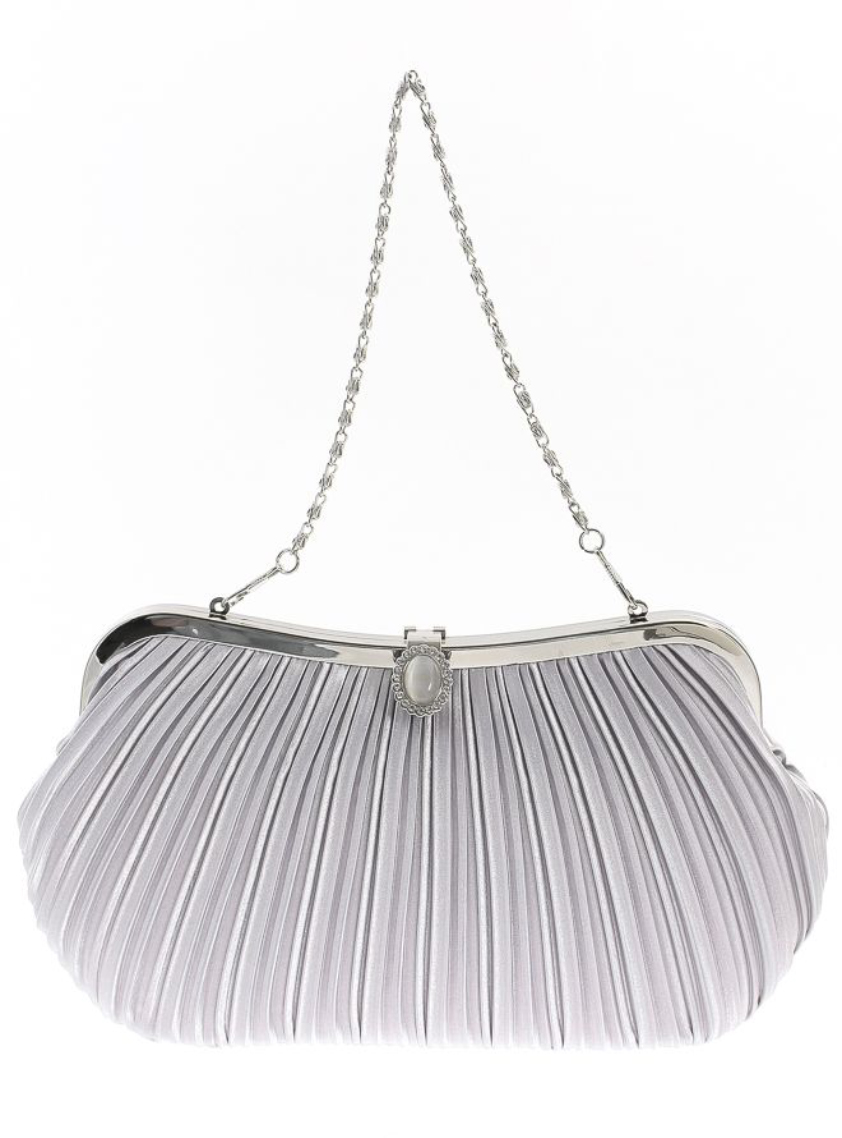 コンパクトがま口ミニプリーツサテンバック｜結婚式パーティのレンタル