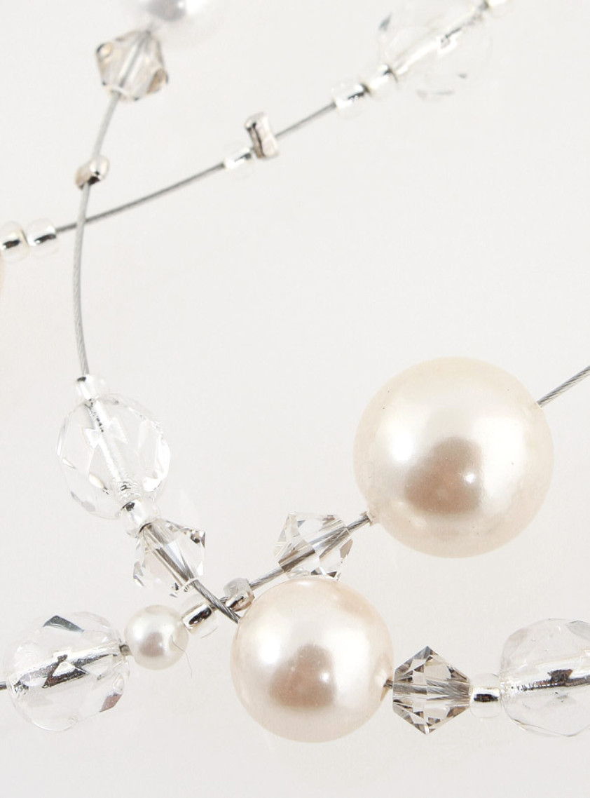 パールクリアビーズ3連ワイヤーネックレス｜結婚式パーティのレンタル