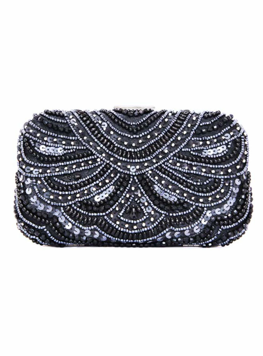 ビーズ刺繍スカラップハードクラッチバッグ｜結婚式パーティのレンタル