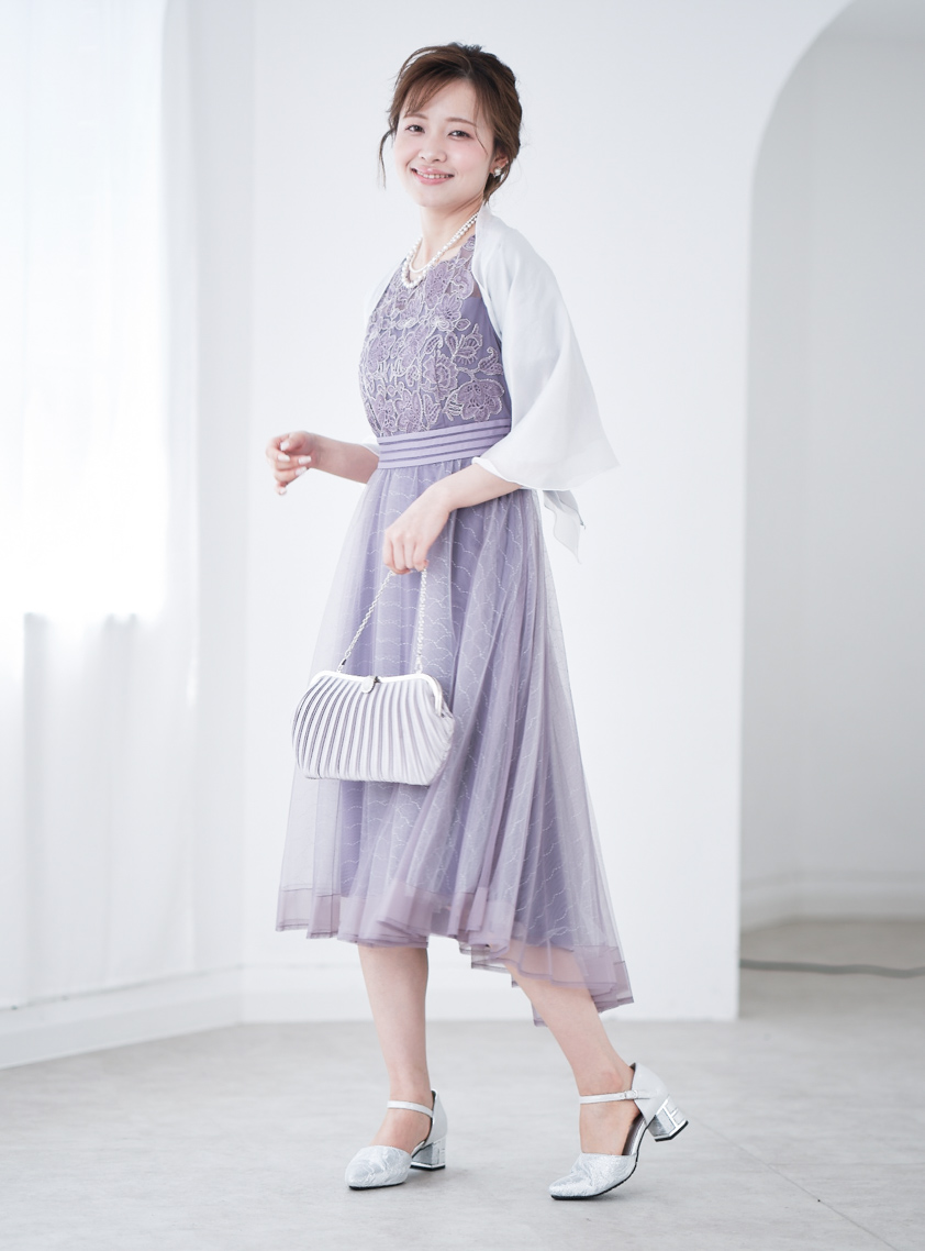 レディース ドレス 切り替え フレア スカート ワンピース c941 Retica ワンピース 花柄刺繍レースベルスリーブサテンスカート