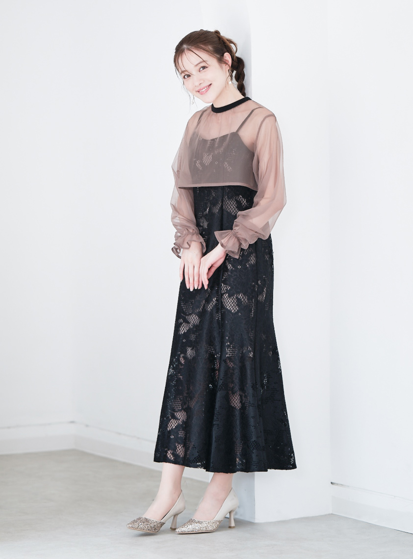 2wayシフォンマーメイドドレス｜結婚式パーティのレンタルドレス  