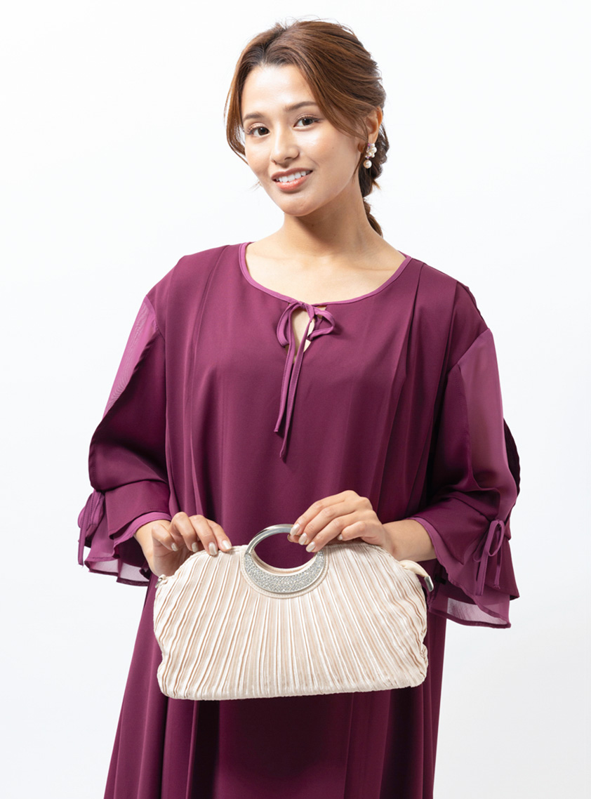 胸元リボンマタニティドレス｜結婚式パーティのレンタルドレス・スーツ