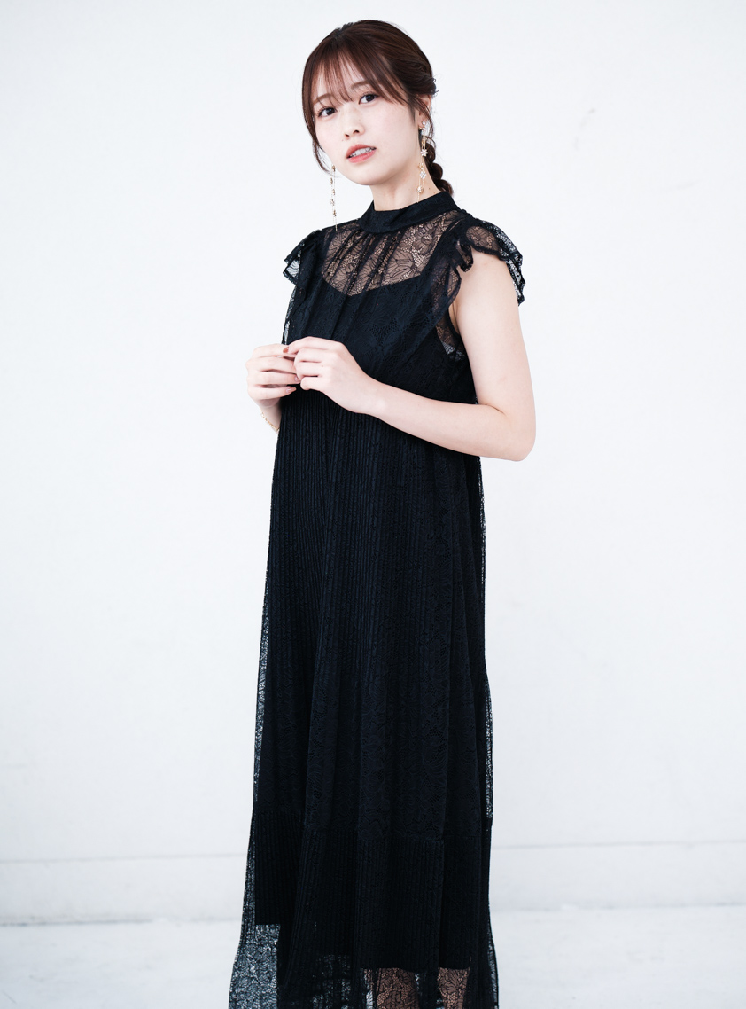 フレアスリーブバックリボンノースリーブワンピース｜結婚式パーティの