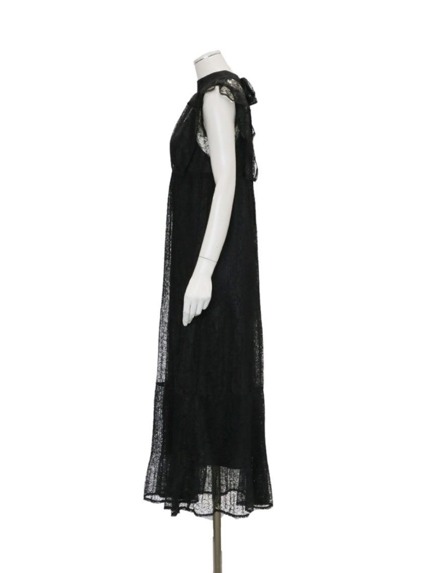 フレアスリーブバックリボンノースリーブワンピース｜結婚式パーティの