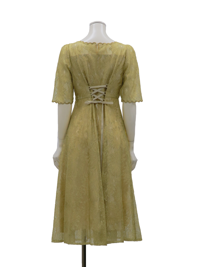 ゴールド刺繍レースヴィンテージワンピース｜結婚式パーティのレンタル