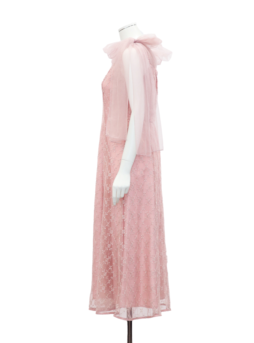 花柄レースリボンアレンジワンピース｜結婚式パーティのレンタルドレス