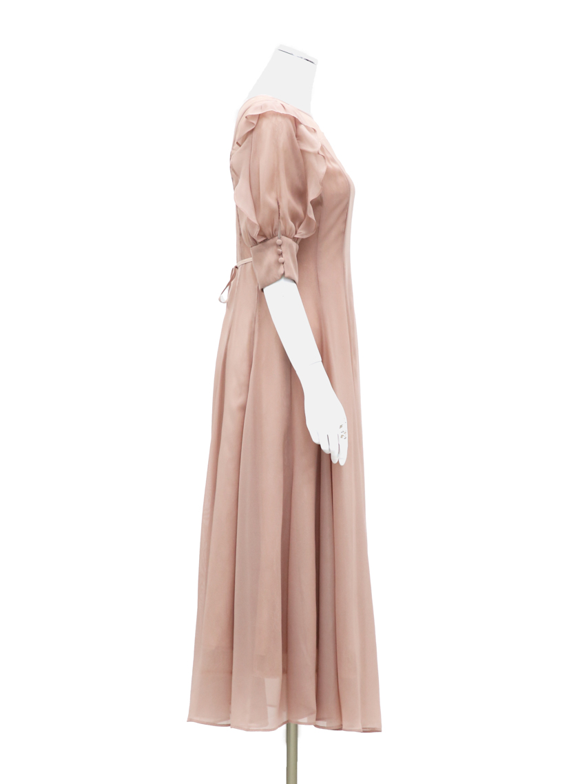 シアーレース袖フリルフレアワンピース｜結婚式パーティのレンタル