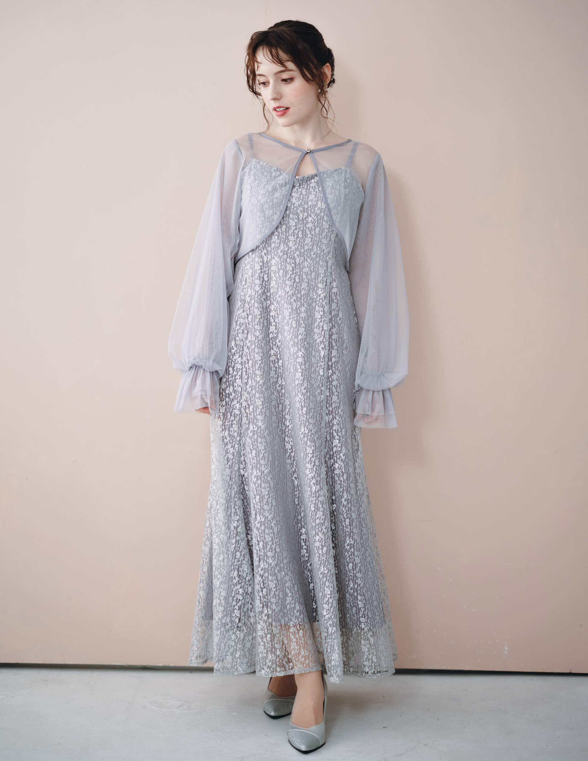 チュール2wayラメレースワンピース｜結婚式パーティのレンタルドレス