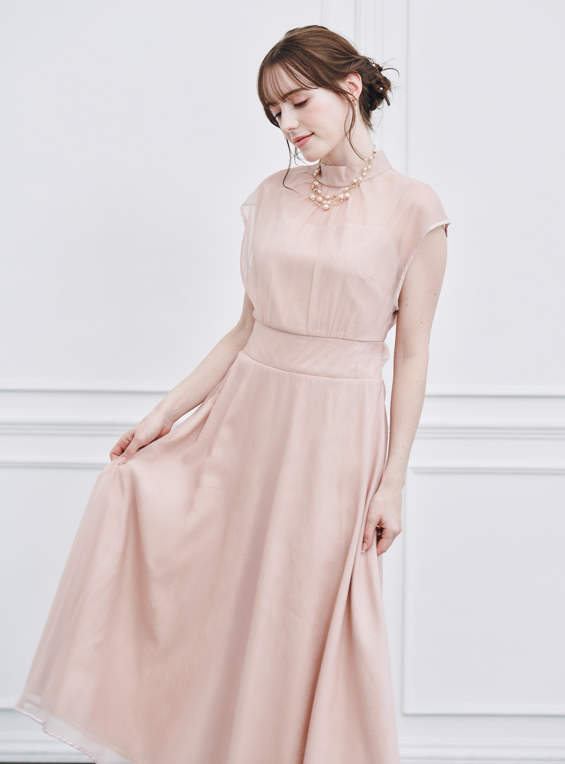 CELFORD】チュールレースレイヤードワンピース｜結婚式パーティの