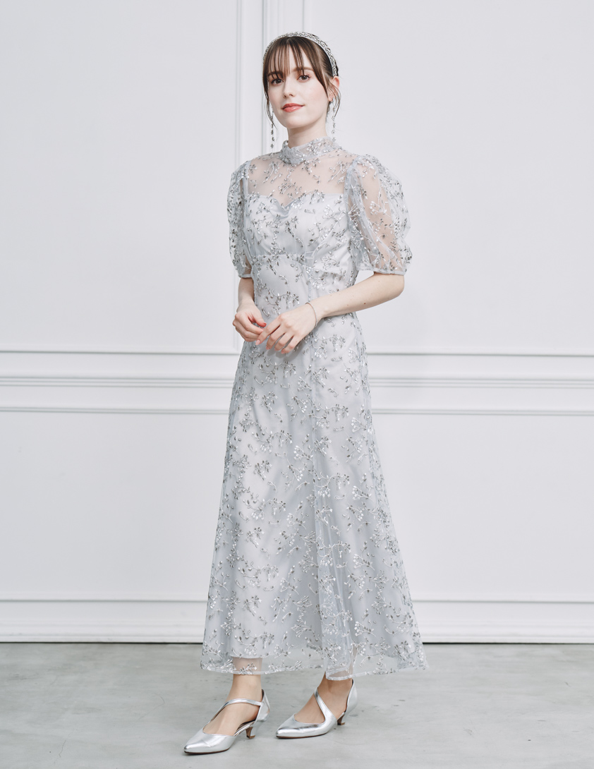 CELFORD】バックリボンスモールフラワーワンピース｜結婚式パーティの