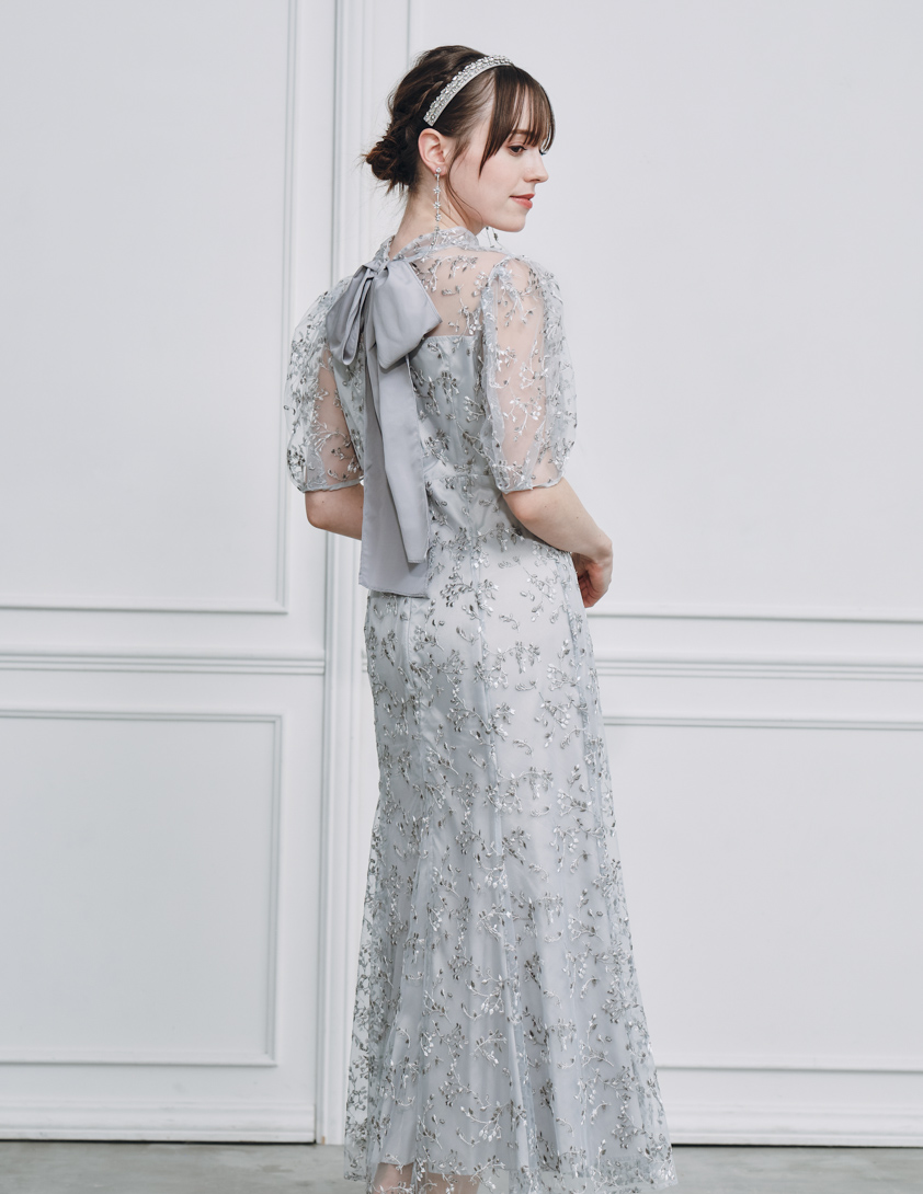 CELFORD】バックリボンスモールフラワーワンピース｜結婚式パーティの