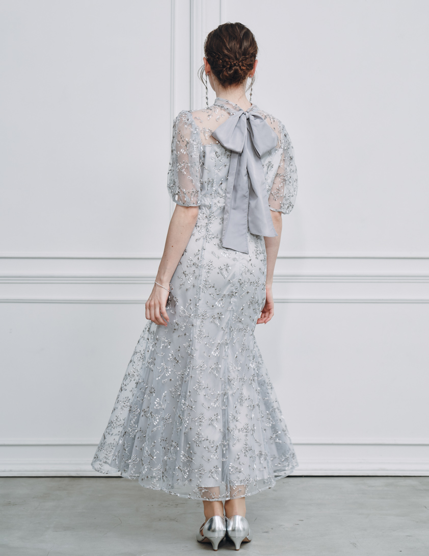 CELFORD】バックリボンスモールフラワーワンピース｜結婚式パーティの