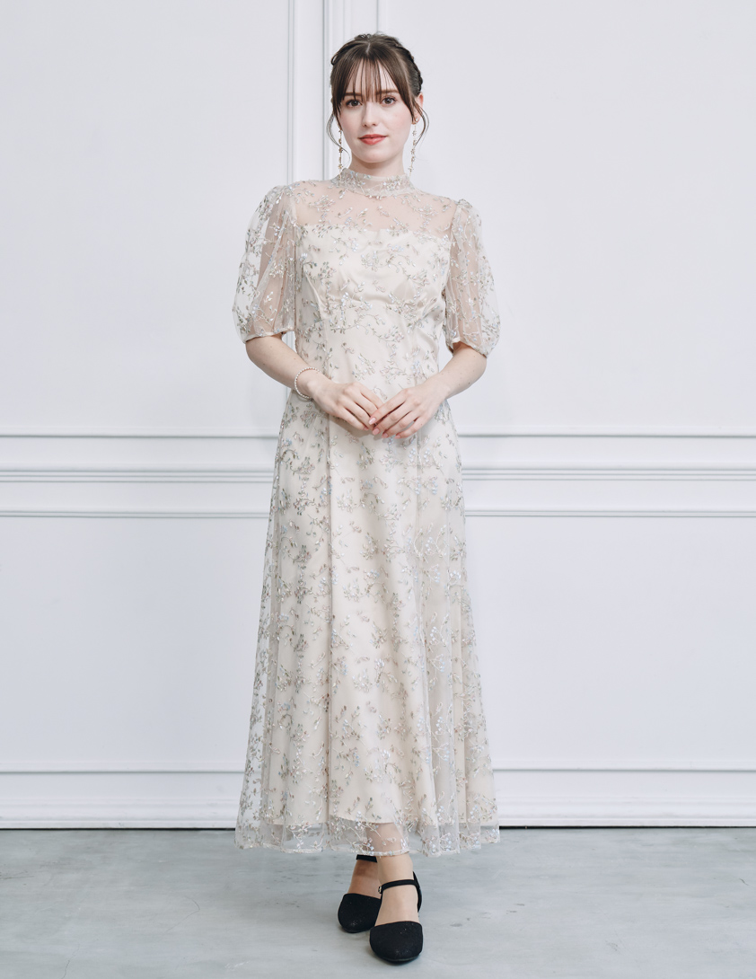 CELFORD】バックリボンスモールフラワーワンピース｜結婚式パーティの