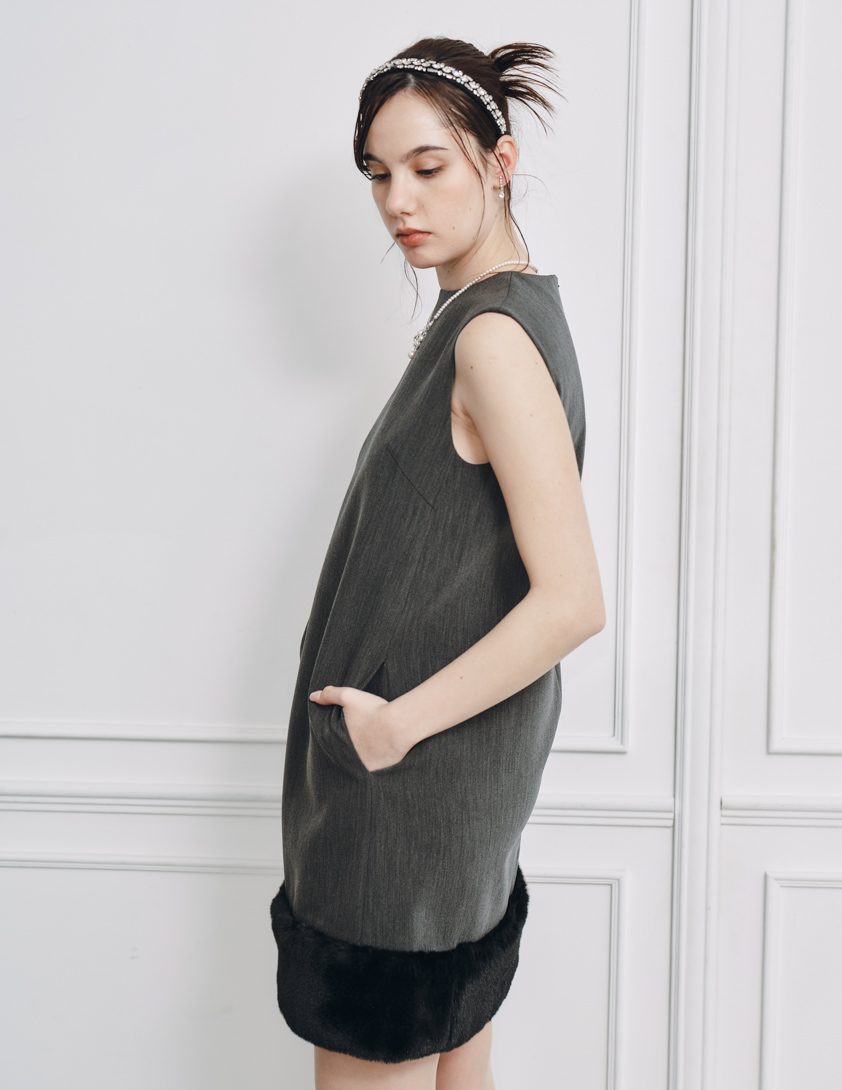 CELFORD】裾ファーミニワンピース｜結婚式パーティのレンタルドレス