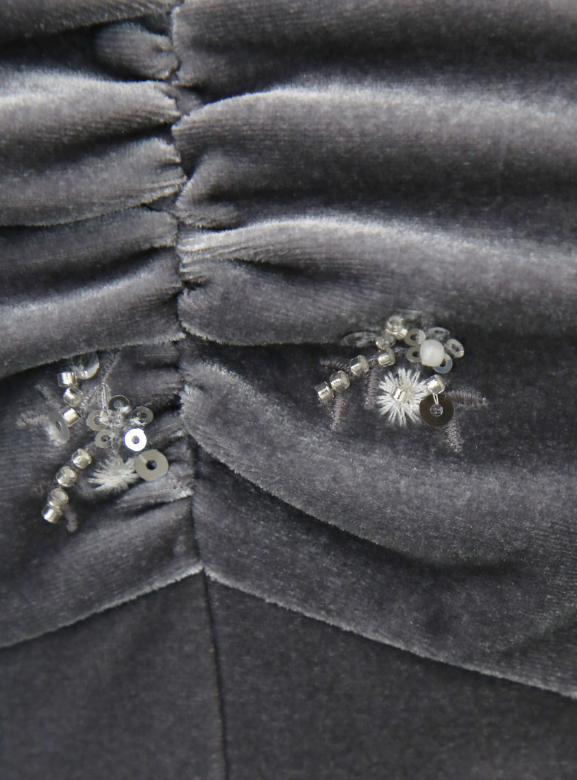 CELFORD】花柄刺繍ベロアワンピース｜結婚式パーティのレンタルドレス