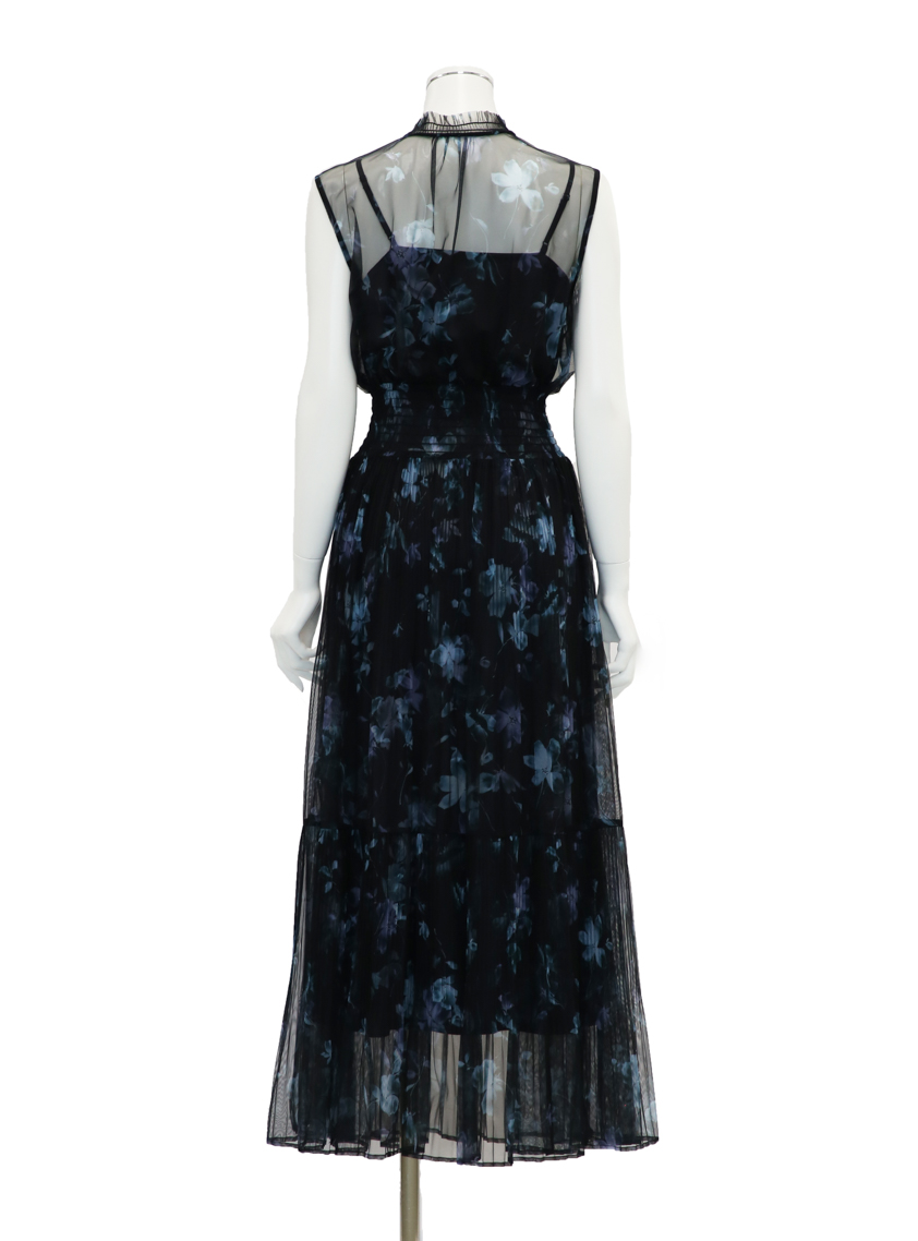 FRAY I.D】シアーフラワープリーツワンピース｜結婚式パーティの