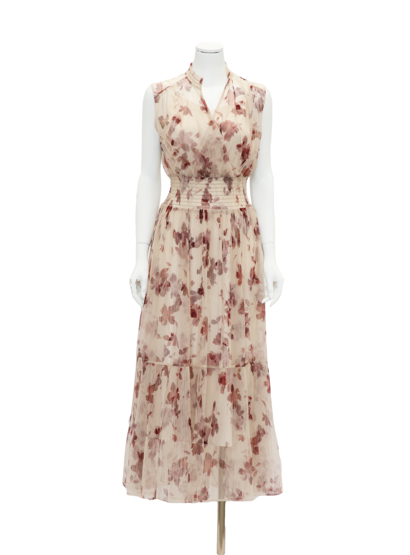 【新品】FRAY I.D シアーフラワープリーツワンピース BEG 1 00サイズ】シアーフラワープリーツワンピース（ワンピース