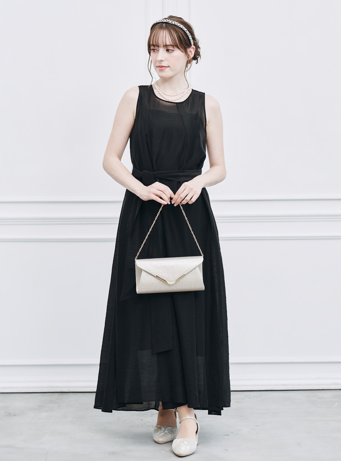 FRAY I.D】セミシアークリアラインワンピース｜結婚式パーティの