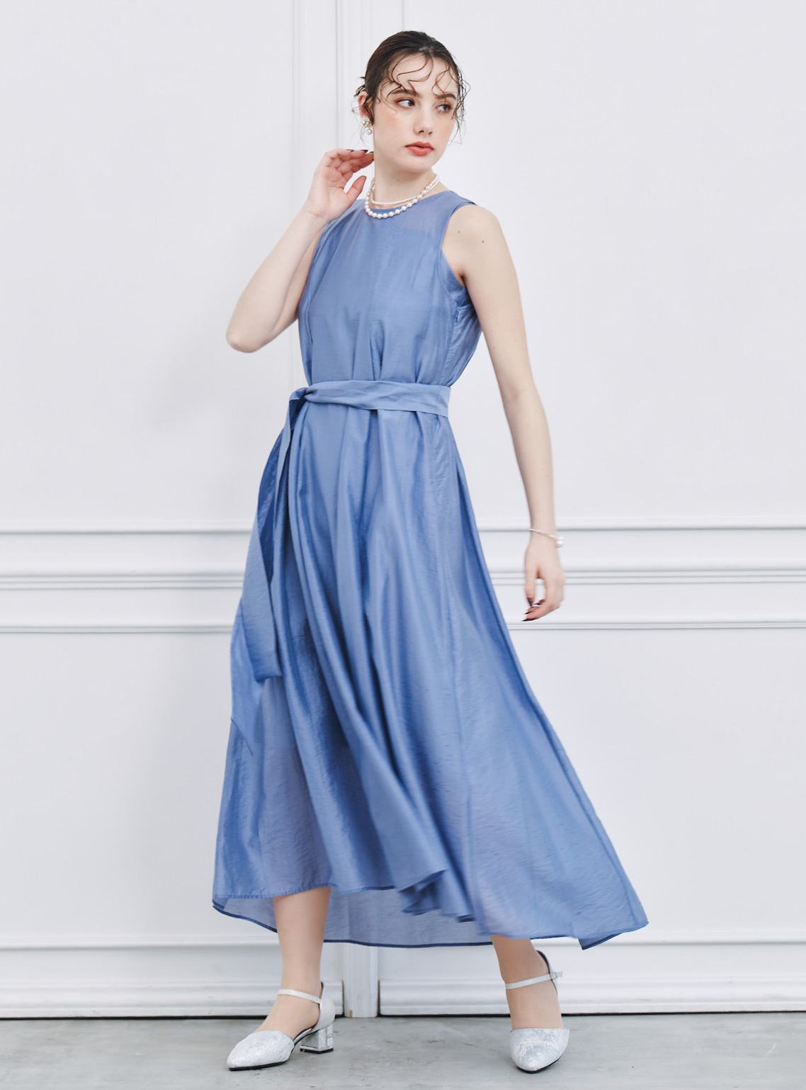 FRAY I.D】セミシアークリアラインワンピース｜結婚式パーティの