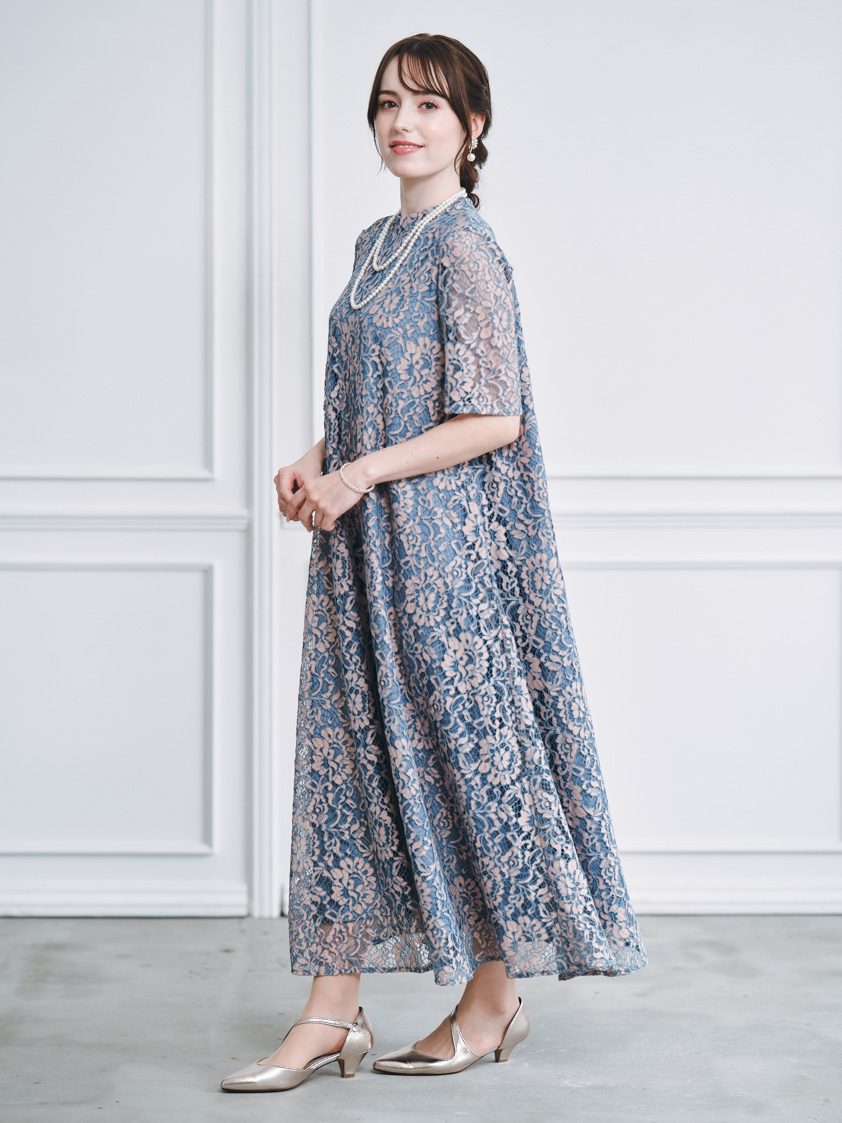 kaene】パイピングレースAラインドレス｜結婚式パーティの