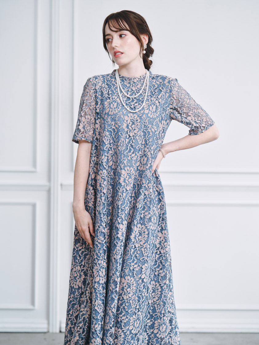 kaene】パイピングレースAラインドレス｜結婚式パーティの