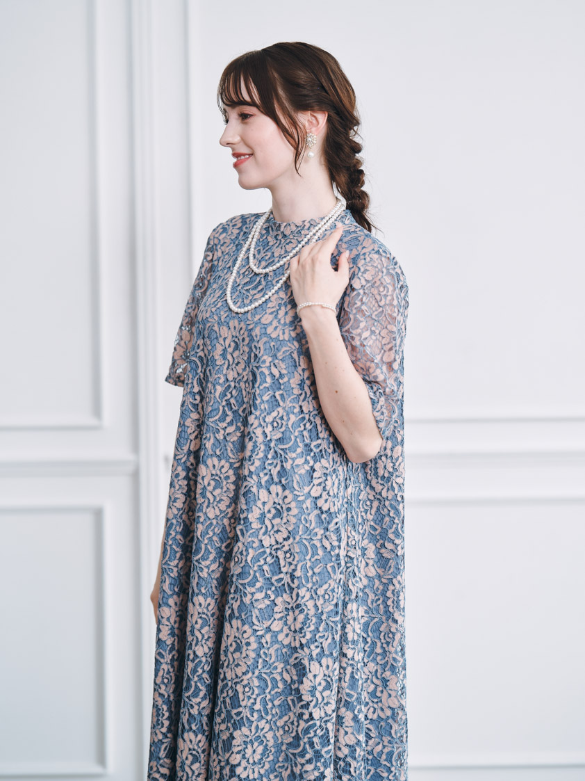 kaene】パイピングレースAラインドレス｜結婚式パーティのレンタル