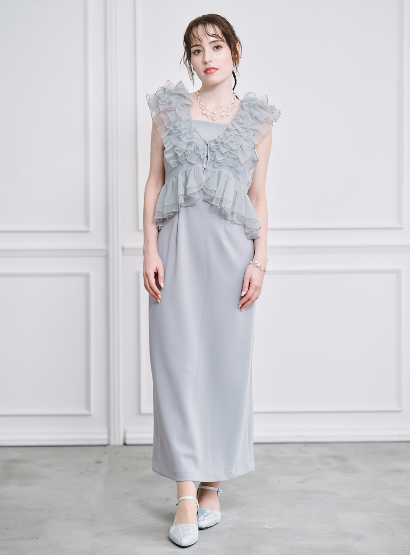 SNIDEL】エンブロイダリーチュールワンピース｜結婚式パーティの