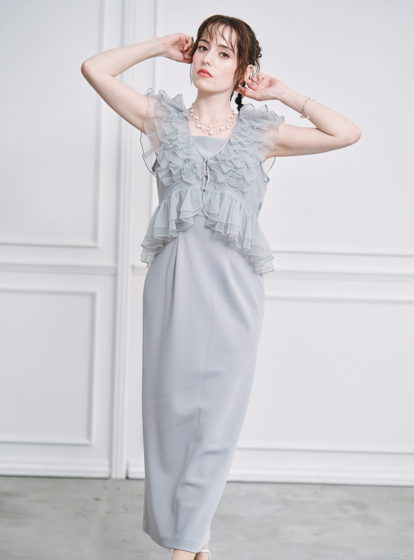 SNIDEL】エンブロイダリーチュールワンピース｜結婚式パーティの