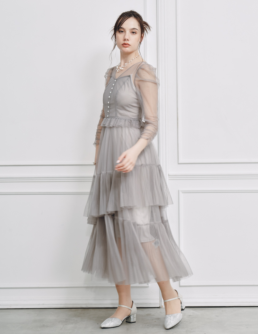 【新品・未使用】マックドゥガル★チュールカクテルドレス　スパンコール　ティアード Mac Duggal(マックドゥガル)のレディース パーティードレス 人気