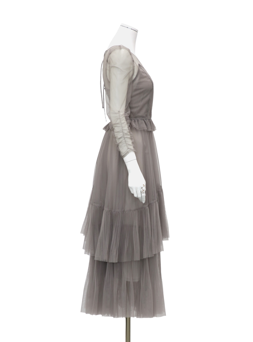 SNIDEL】Sustainableティアードチュールワンピース｜結婚式パーティの