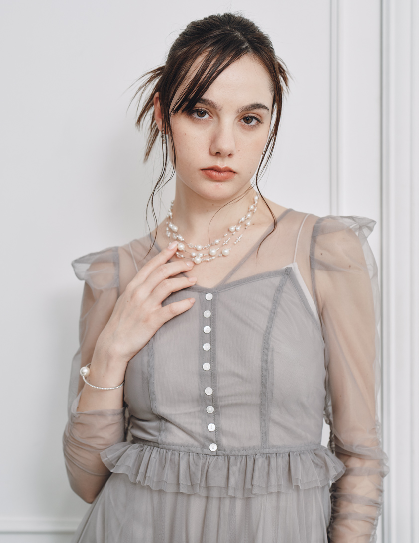 SNIDEL】Sustainableティアードチュールワンピース｜結婚式パーティの