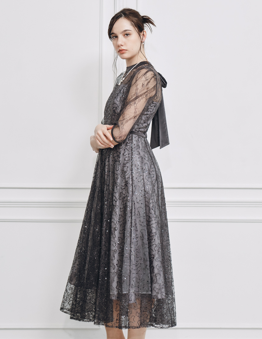 SNIDEL】スパークルレースワンピース｜結婚式パーティのレンタルドレス