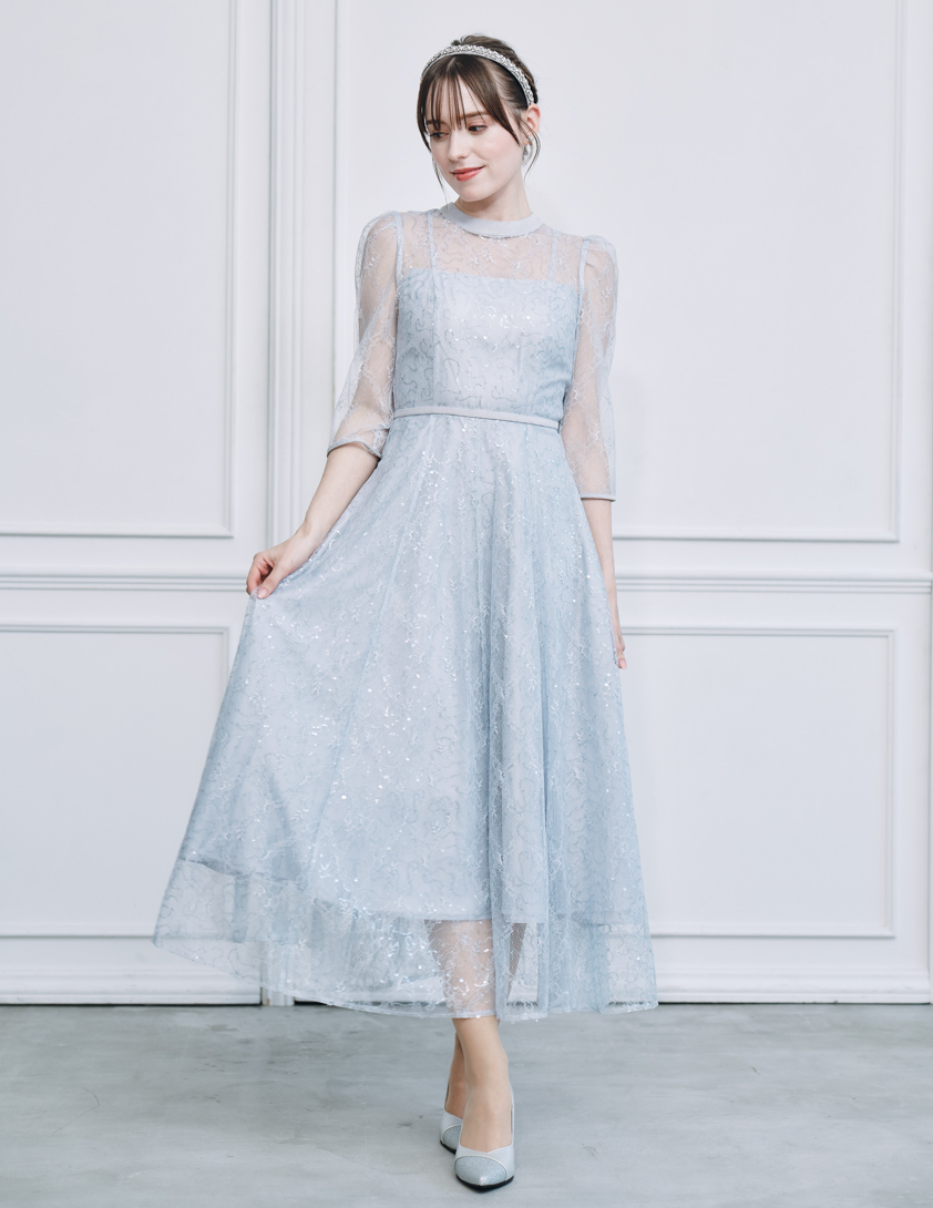 SNIDEL】スパークルレースワンピース｜結婚式パーティのレンタルドレス
