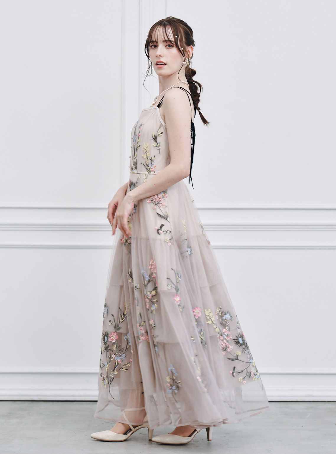 SNIDEL】エンブロイダリーチュールドレス｜結婚式パーティのレンタル