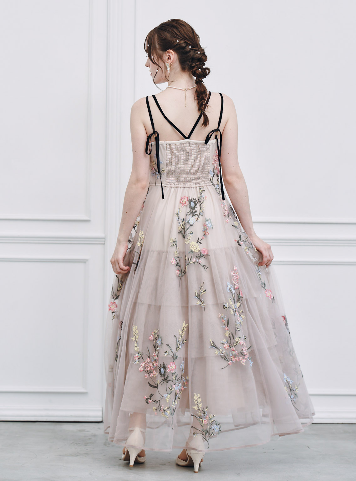SNIDEL】エンブロイダリーチュールドレス｜結婚式パーティのレンタル