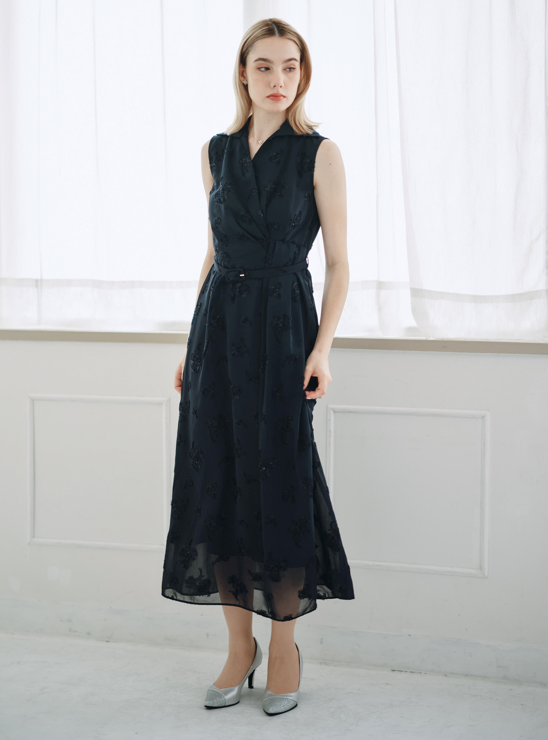 SNIDEL】ラメジャガードカシュクールワンピース｜結婚式パーティの