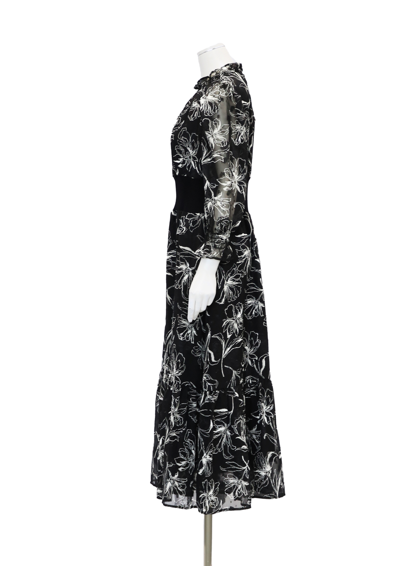 イニシャルのD　美品　ケイミー　ストレッチシフォンフリルワンピース　花柄 花柄シフォンフリルロングワンピース ピンク | LILIANA