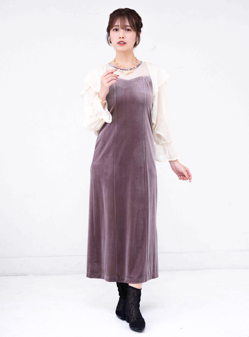 2wayシャツトップスベロアワンピース｜結婚式パーティのレンタルドレス