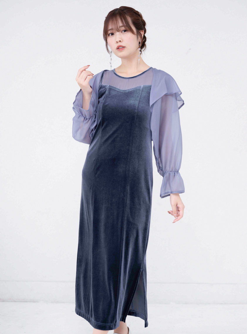 2wayシャツトップスベロアワンピース｜結婚式パーティのレンタルドレス