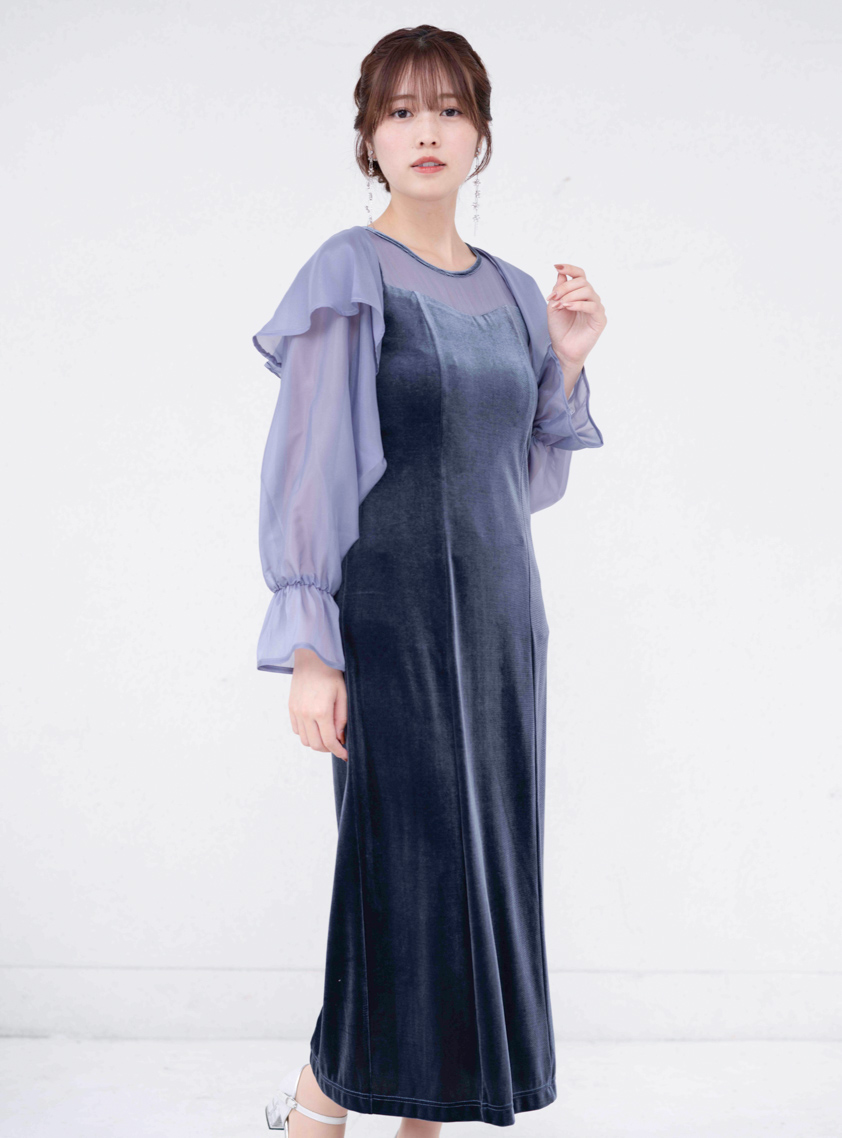 SANSeLF サンセルフ　ベロアワンピース　結婚式　ドレス SANSeLF サンセルフ ベロアワンピース 結婚式 ドレス