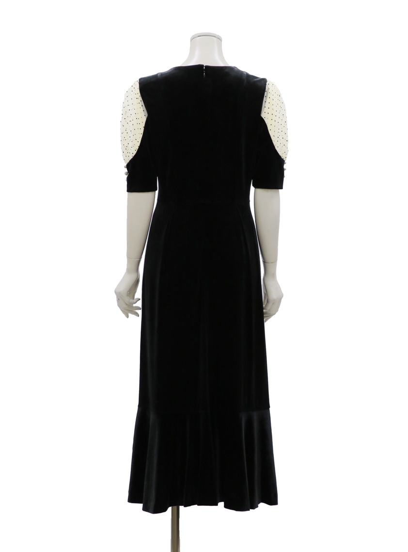 ドットスリーブベロアマーメイドワンピース｜結婚式パーティのレンタル